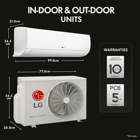LG 1.5 Ton 5 Star Inverter Split AC (Copper, Super Convertible 5-in-1 Cooling, 2023 Model, TS-Q19BNZE, White)