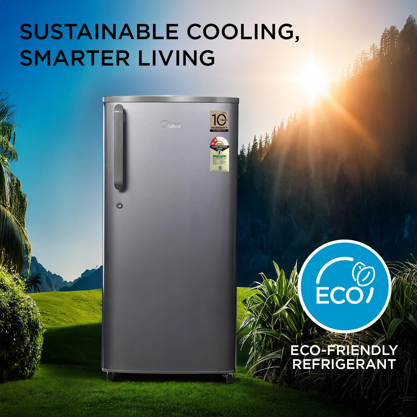 Midea 190 L 2 Star Direct Cool Refrigerator (MRD190D2HPBS, Silver, Hairline, 2025 Model)