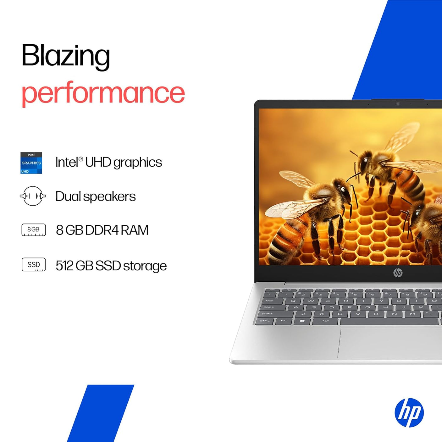 HP 14, 13th Gen Intel Core i3-1315U Laptop (8GB DDR4,512GB SSD) Anti-Glare, Micro-Edge, 14/35.6cm, FHD, Win11, M365 Basic(1yr),Office Home24, Silver,1.4kg, FHD Camera w/Privacy Shutter, EP0341TU