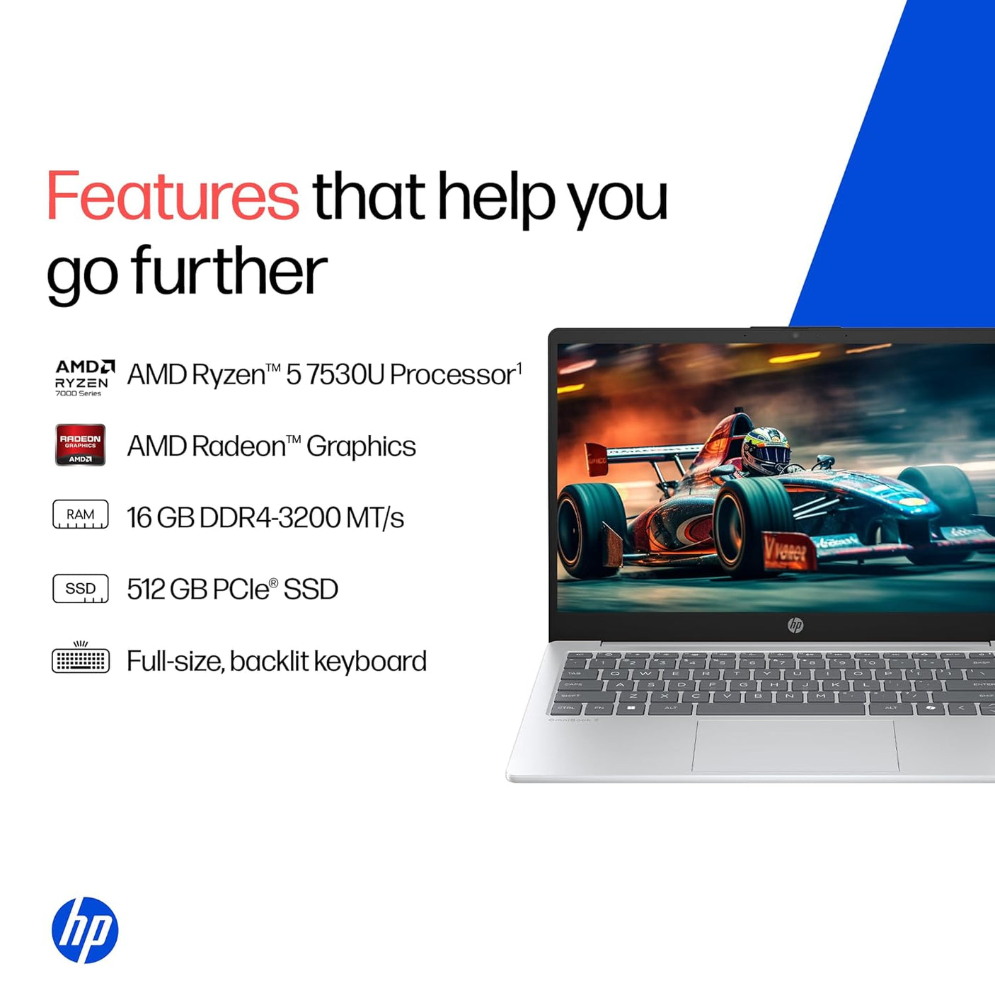 HP 14, AMD Ryzen 5 7530U (16GB DDR4, 512GB SSD) FHD, Anti-Glare, Micro-Edge, 14''/35.6cm, Win11, M365 Basic(1yr)* Office24, Silver, 1.4kg, EM0214AU, Backlit, FHD Camera w/Shutter Laptop