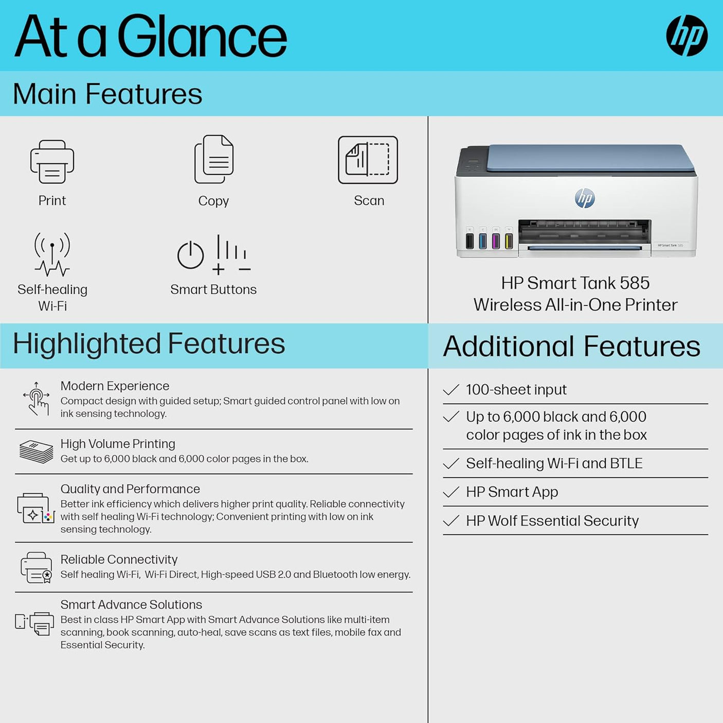 HP Smart Tank 585 All-in-One Wi-Fi Colour Wireless Home Inkjet Printers