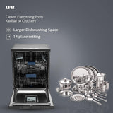 IFB 14 Place Setting 70 Degree Hot Wash Dishwasher (Neptune VX14, Grey)