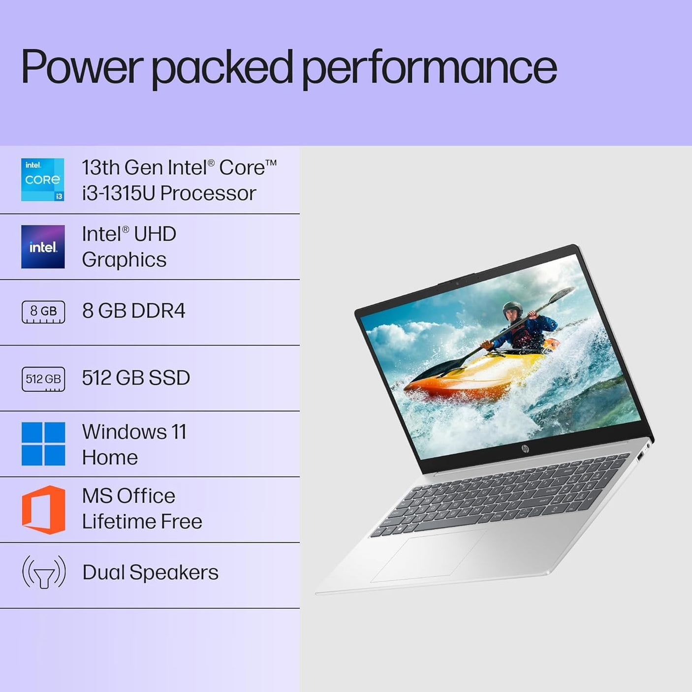HP 15, 13th Gen Intel Core i3-1315U (8GB DDR4, 512GB SSD) FHD Anti-Glare Micro-Edge, 15.6"/39.6cm, Windows 11, MS Office, Grey, 1.59kg, FD0465TU, Intel UHD Graphics, 1080p FHD Camera Laptop
