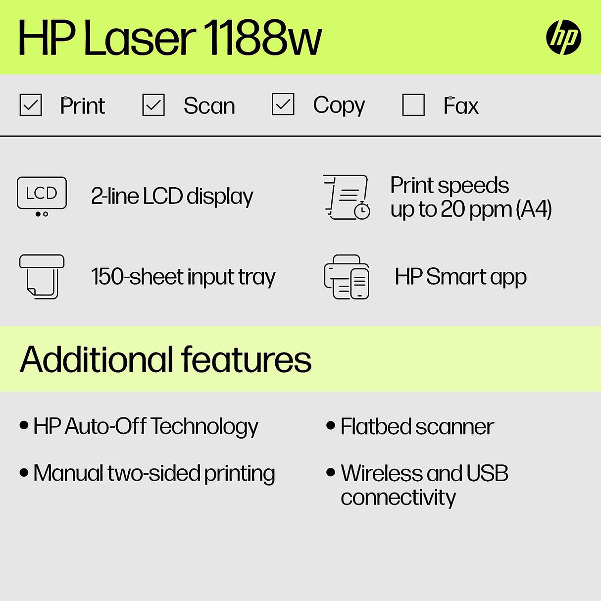 HP MFP 1188W Multi-function Monochrome Laser Printer  (White, Toner Cartridge)