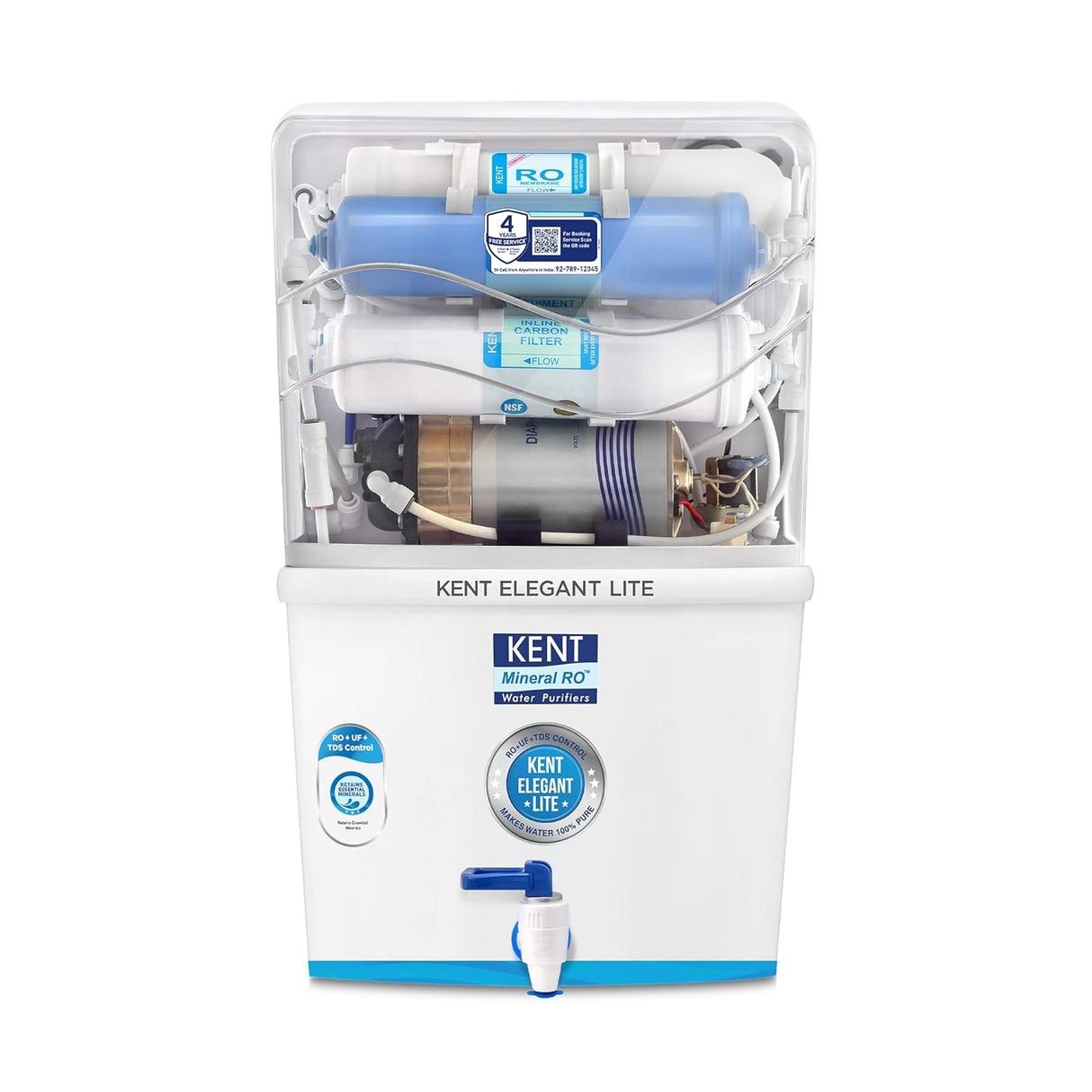 KENT ELEGANT LITE 8 L RO + UF + TDS Water Purifier  (White)