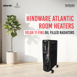 Hindware Atlantic 2500 Watt Ofr Room Heater With Ptc Fan - Velda 11 Fin, Black