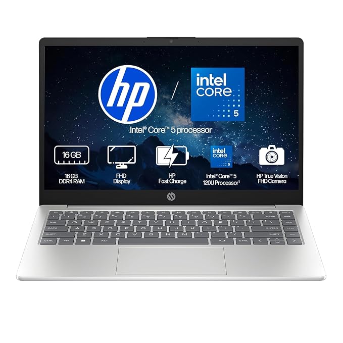 HP Laptop 14-ep0385TU | Intel Core 5-120U, 16GB RAM, 512GB SSD, 14" FHD, Windows 11 Home, Silver