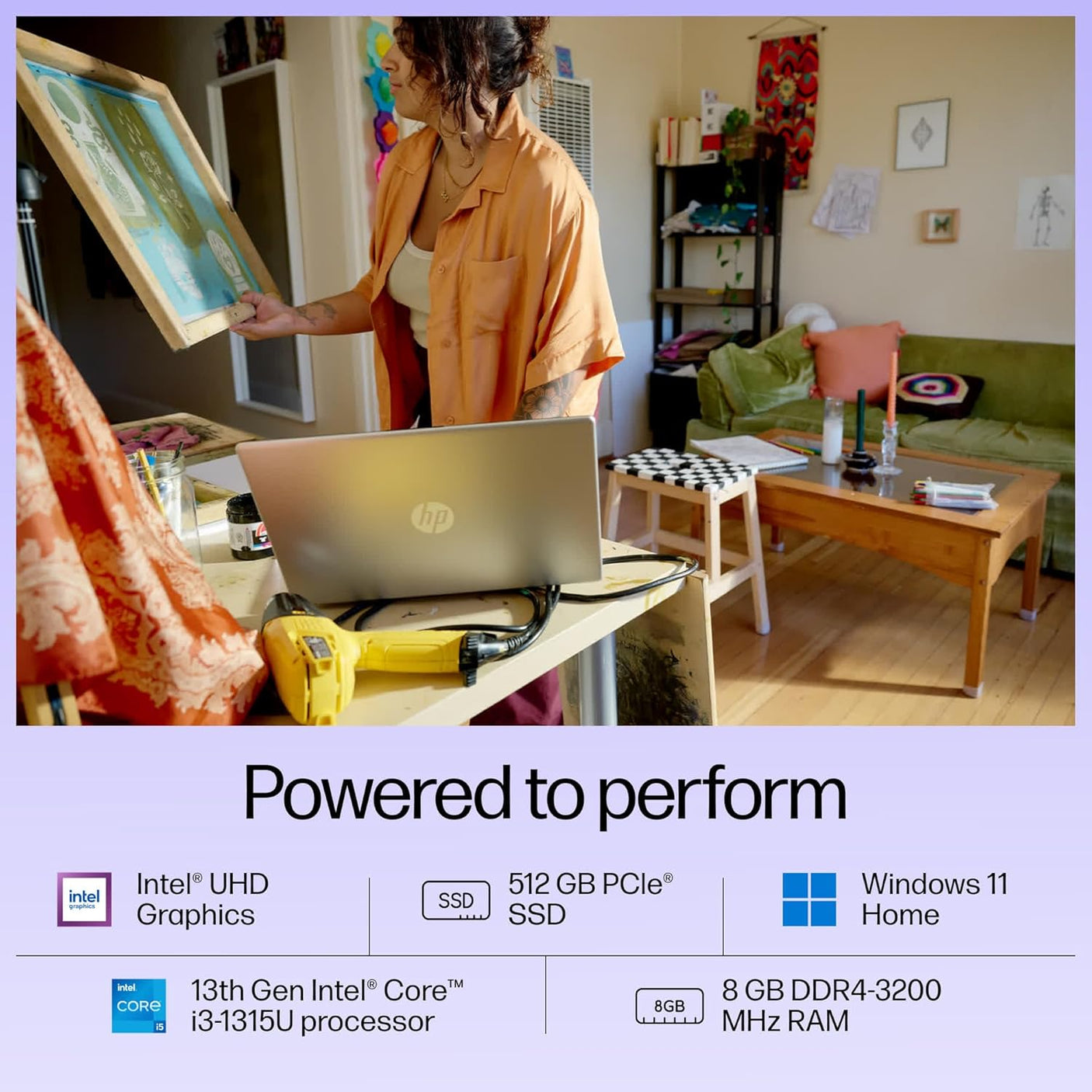 HP 15, 13th Gen Intel Core i3-1315U (8GB DDR4, 512GB SSD) FHD Anti-Glare Micro-Edge, 15.6"/39.6cm, Windows 11, MS Office, Grey, 1.59kg, FD0465TU, Intel UHD Graphics, 1080p FHD Camera Laptop