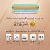 Lloyd Stellar 1.5 Ton 5 Star Wi-Fi Inverter Split AC (6 in 1 Expandable, Mood Lighting, In-Built Air Purifier, Direct Voice Command, Copper, 2024 Model, White/Golden, GLS18V5FWGST