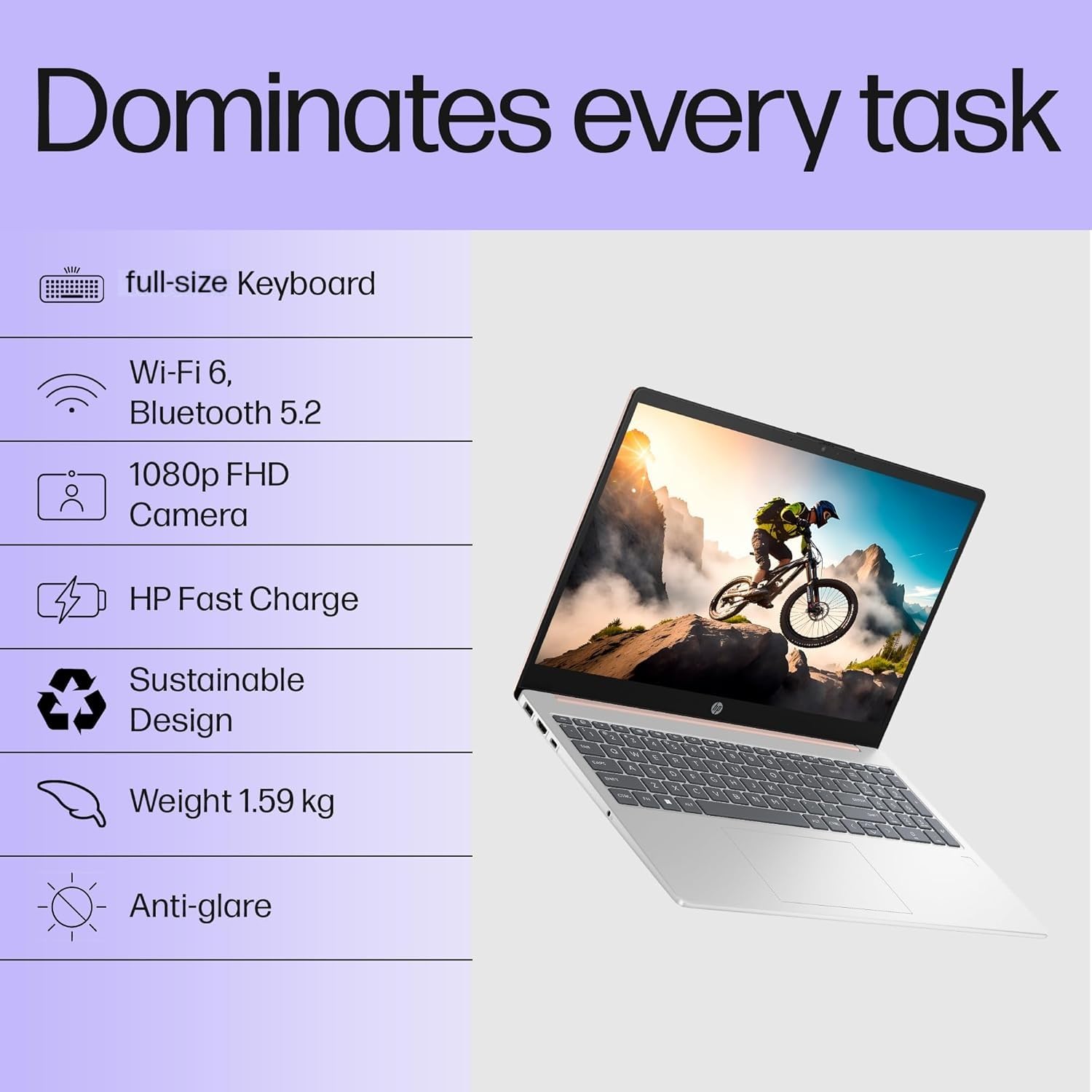 HP 15, 13th Gen Intel Core i3-1315U (8GB DDR4, 512GB SSD) FHD Anti