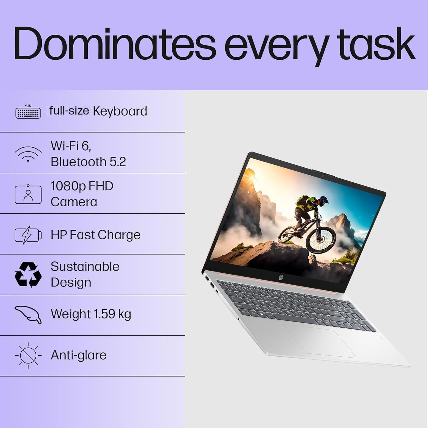 HP 15, 13th Gen Intel Core i3-1315U (8GB DDR4, 512GB SSD) FHD Anti-Glare Micro-Edge, 15.6"/39.6cm, Windows 11, MS Office, Grey, 1.59kg, FD0465TU, Intel UHD Graphics, 1080p FHD Camera Laptop