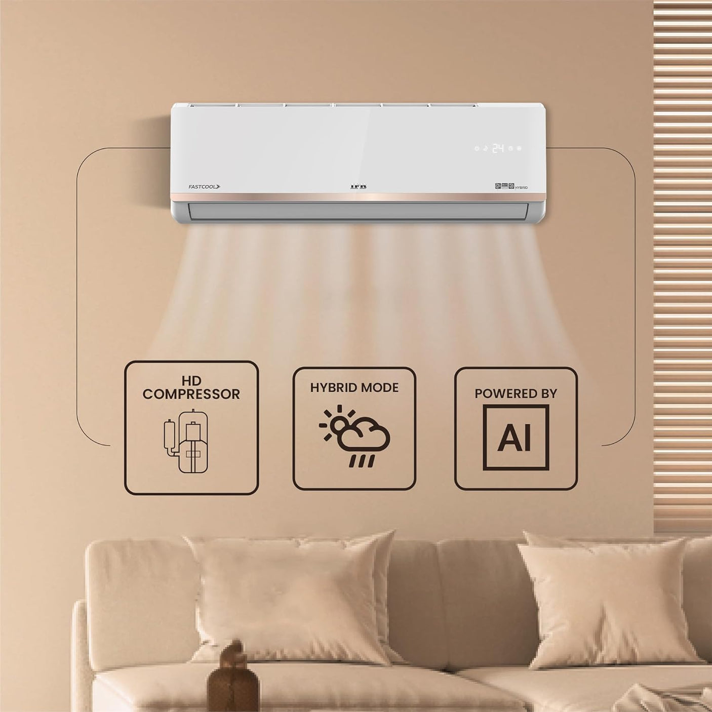 IFB Gold Pro Series 1.5 Ton 5 Star Split AC with Hybrid Technology, Works upto 55°C, 4-Way Swing, Higher Cooling Capacity, Self-Clean & AI - White (CI205GN32RGN1, Copper Condenser,2025 Model)