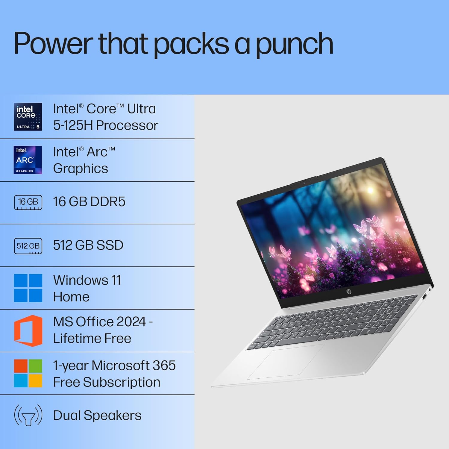 HP 15, Intel Ultra 5 125H, 12 Tops (16GB DDR5, 512GB SSD) FHD, IPS