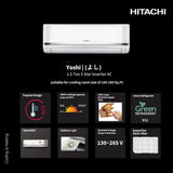 Hitachi 1.5 Ton 5 Star Inverter Split AC (100% Copper, Dust Filter, RASG518PCBISF)