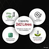 LG 242 L, 2 Star, Smart Inverter Compressor, Multi Air Flow, Frost-Free Double Door Refrigerator (GL-N292DPZY, Shiny Steel