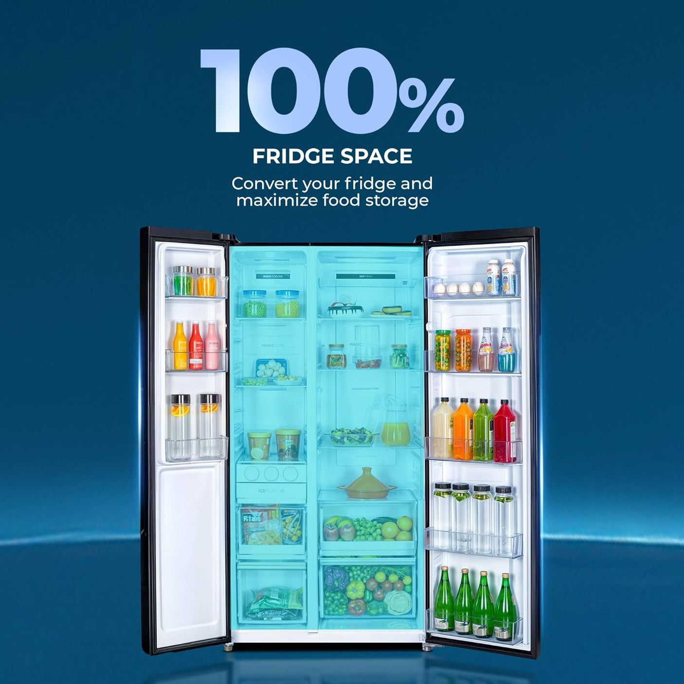 Haier 602 L, 3 Star, 100% Convertible Fridge Space, Expert Inverter, Frost Free Side by Side Refrigerator, (HRS-682KS, Black Steel)