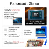 HP 14, AMD Ryzen 5 7530U (16GB DDR4, 512GB SSD) FHD, Anti-Glare, Micro-Edge, 14''/35.6cm, Win11, M365 Basic(1yr)* Office24, Silver, 1.4kg, EM0214AU, Backlit, FHD Camera w/Shutter Laptop