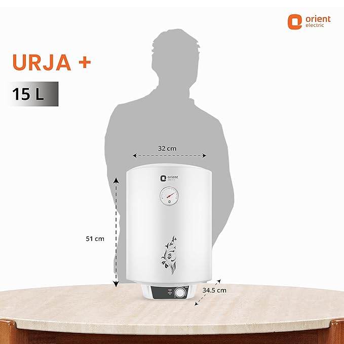 Upgrade comfort: Orient Electric 25L Storage Geyser - URJA+ 25LT, White.