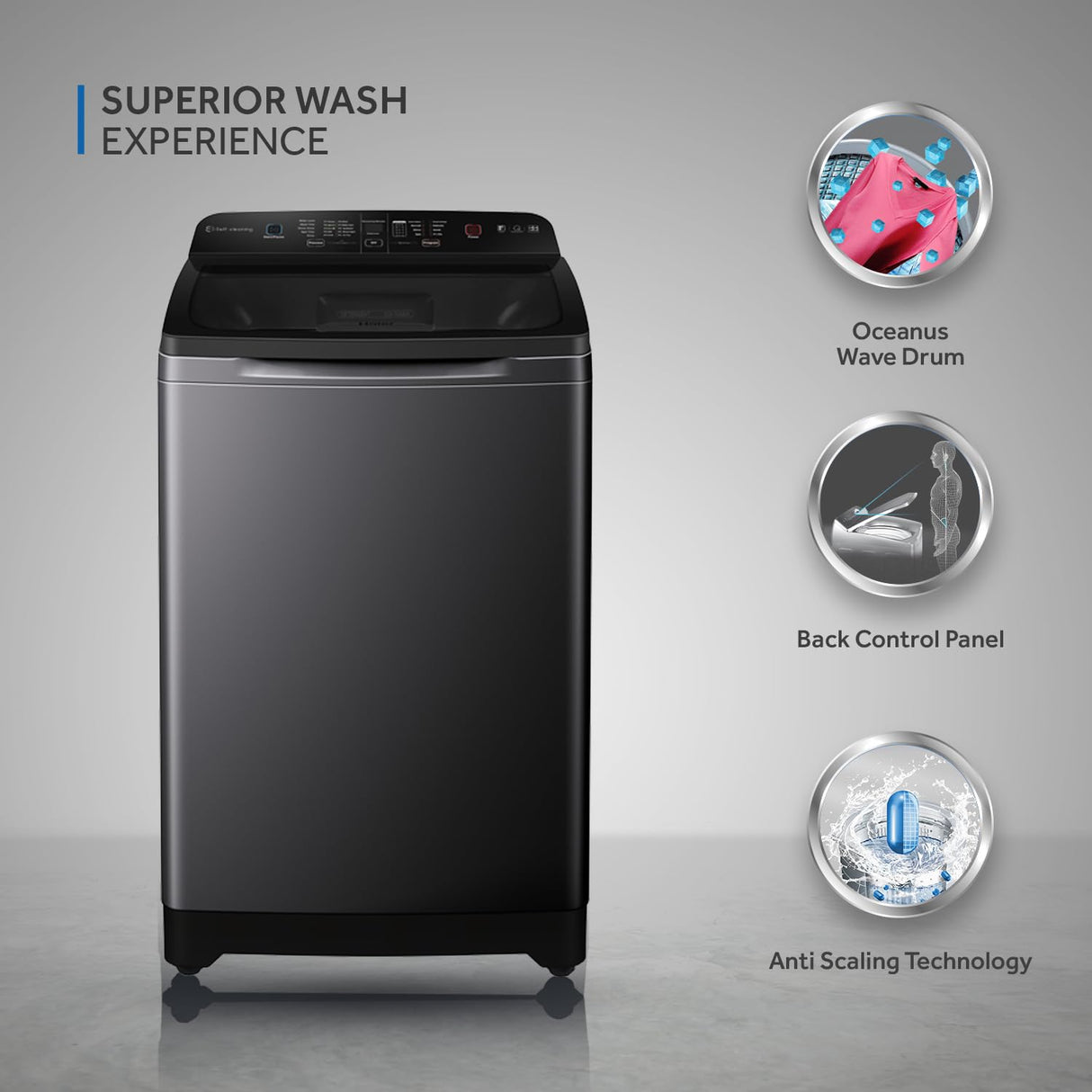 Haier 9 kg 5 Star Fully Automatic Top Load Washing Machine (Heater 688, HWM90-H688BK, In-built Heater, Dark jade)
