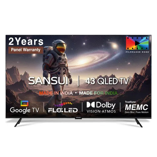 Sansui Google 109 cm (43 inch) Ultra HD (4K) LED Smart Google TV with with( Zen Panel Dolby Audio HDR 10+ 120 Hz display(Prime)  JSW43UG23 (2025)