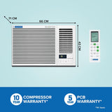Blue Star 1.5 Ton 3 Star Inverter Window AC WIA318GXU | Copper Condenser | 2-Way Swing | Multi Sensors | Self Diagnosis | Blue Fins | White