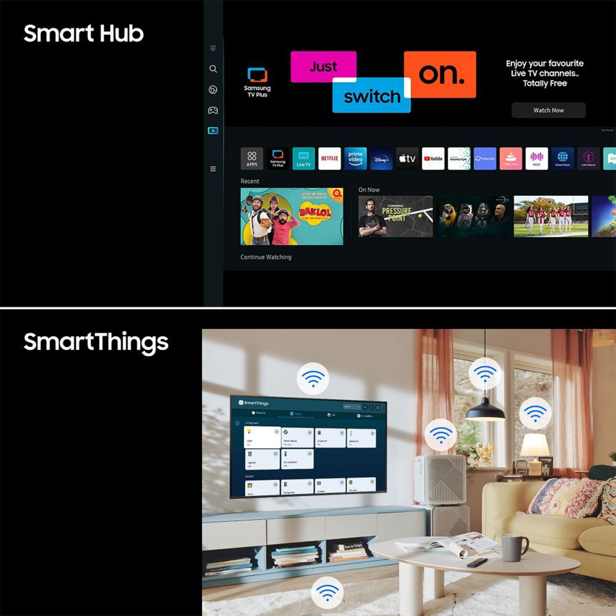 Samsung 65" Smart LED TV: Modern design meets intelligent features for enhanced entertainment.