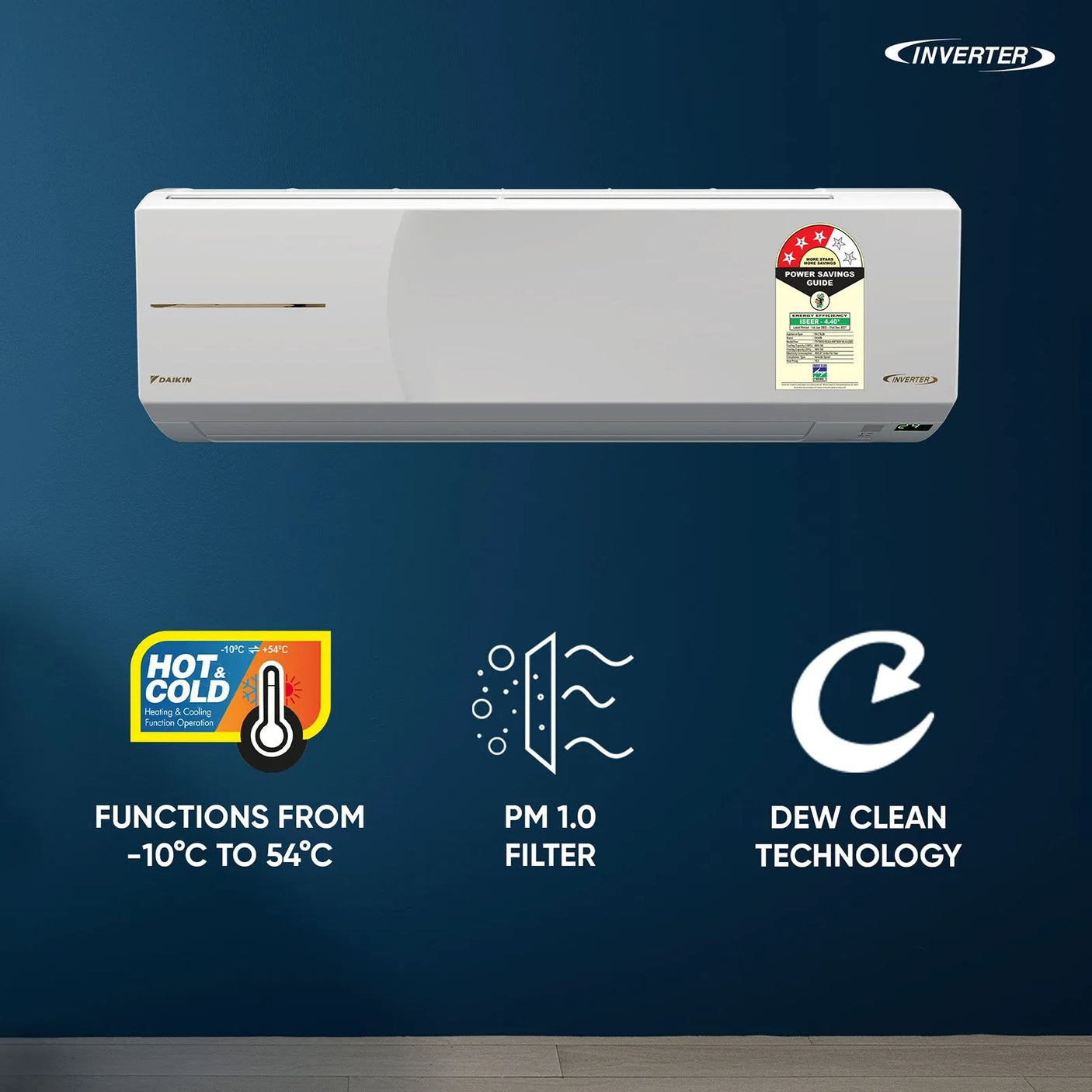 Daikin FTHT60XV16UAA 1.8 Ton 3 Star Hot & Cold Inverter Split AC with Copper Condenser & PM 1.0 Filter – All Season AC
