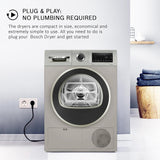 Bosch 9 kg Fully Automatic Front load Condenser Tumble Dryer (2024 Model, WPG24108IN, 5 Drying Options, 14 Programs, Allergy Plus, 100% Drying with 0% Effort, Inbuilt Heater, Silver)