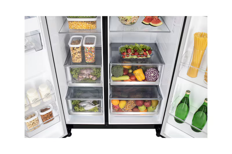 LG 650L 3 Star Side-by-Side Convertible Refrigerator with Multi-Air Flow & Smart Diagnosis™, Ultra Glam Black (GL-B257DUB3)