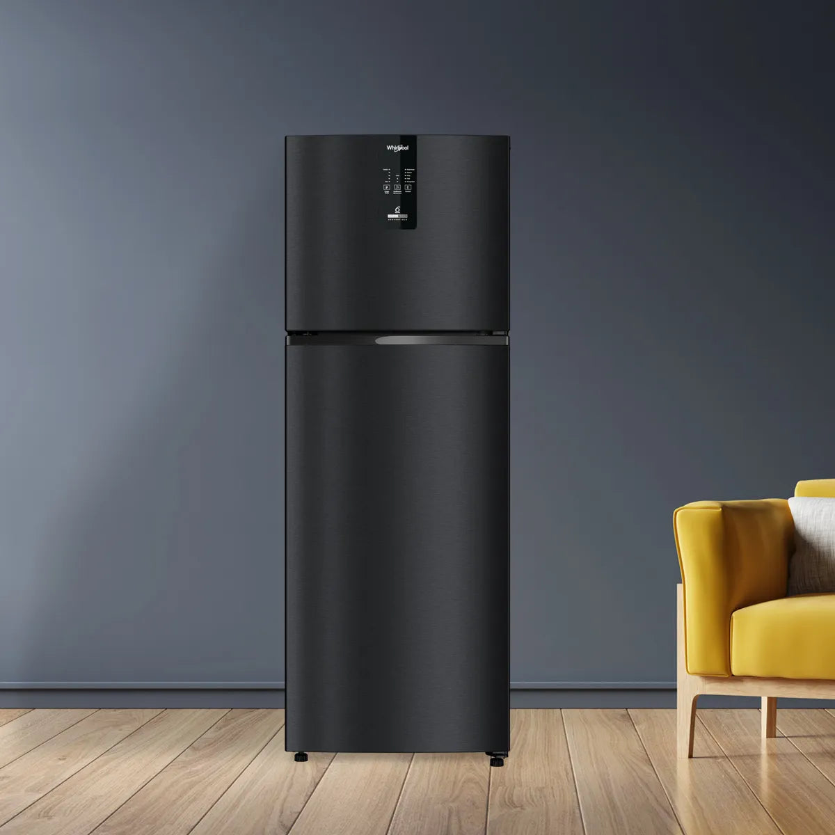 Whirlpool Intellifresh Pro 327L Convertible Refrigerator 2 Star Frost Free Double Door Smart Inverter Gravity Black Fridge
