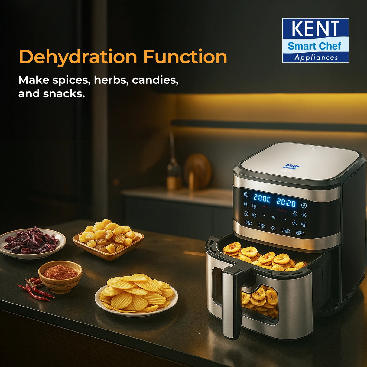 KENT 8 L Digital Air Fryer – Oil-Free Frying with Smart Temperature Control