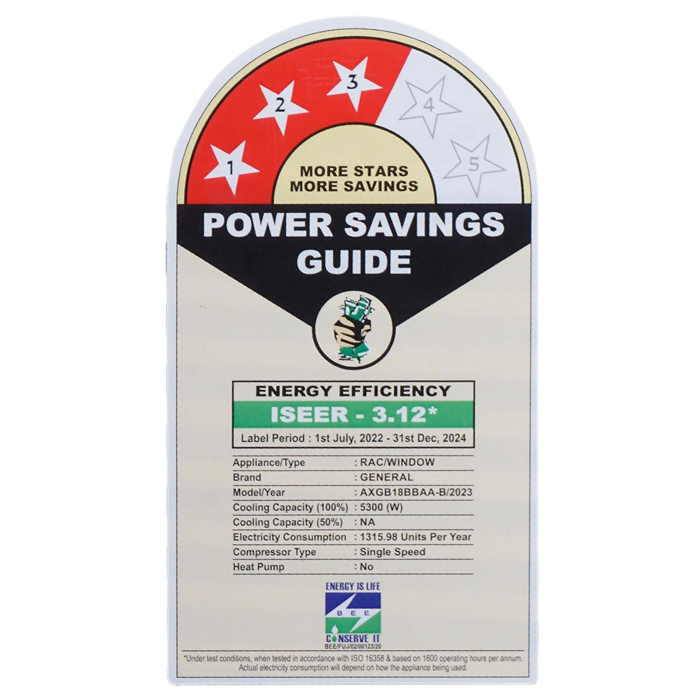 O General 1.5 Ton Window AC - Super Wave Technology for efficient HVAC cooling in a 3-Star energy-rated unit.