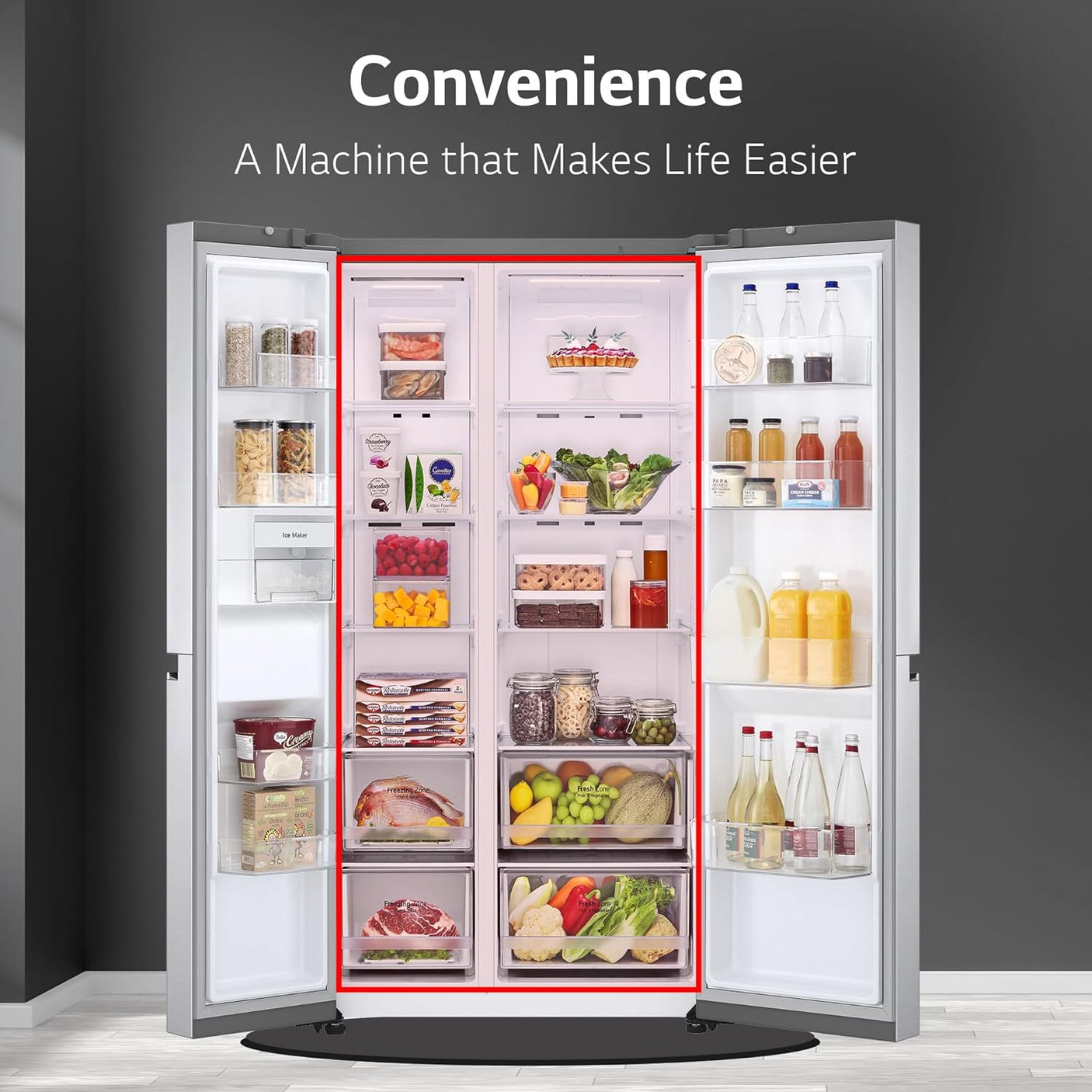 LG 833 L Frost Free Smart Inverter Compressor Wi-Fi Side-By-Side Refrigerator (GC-B307SSVL, Noble Steel 2, Door Cooling+ | Hygiene Fresh+)