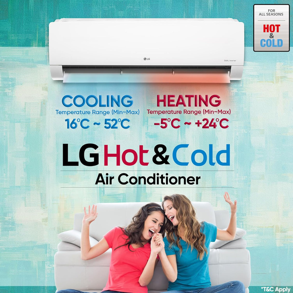 LG 1.5 Ton 3 Star  Split AC with Hot and Cold, 5-in-1 Cooling, Gold Fin+, Dual inverter Compressor, 2025 Model (USNH19VNXE)