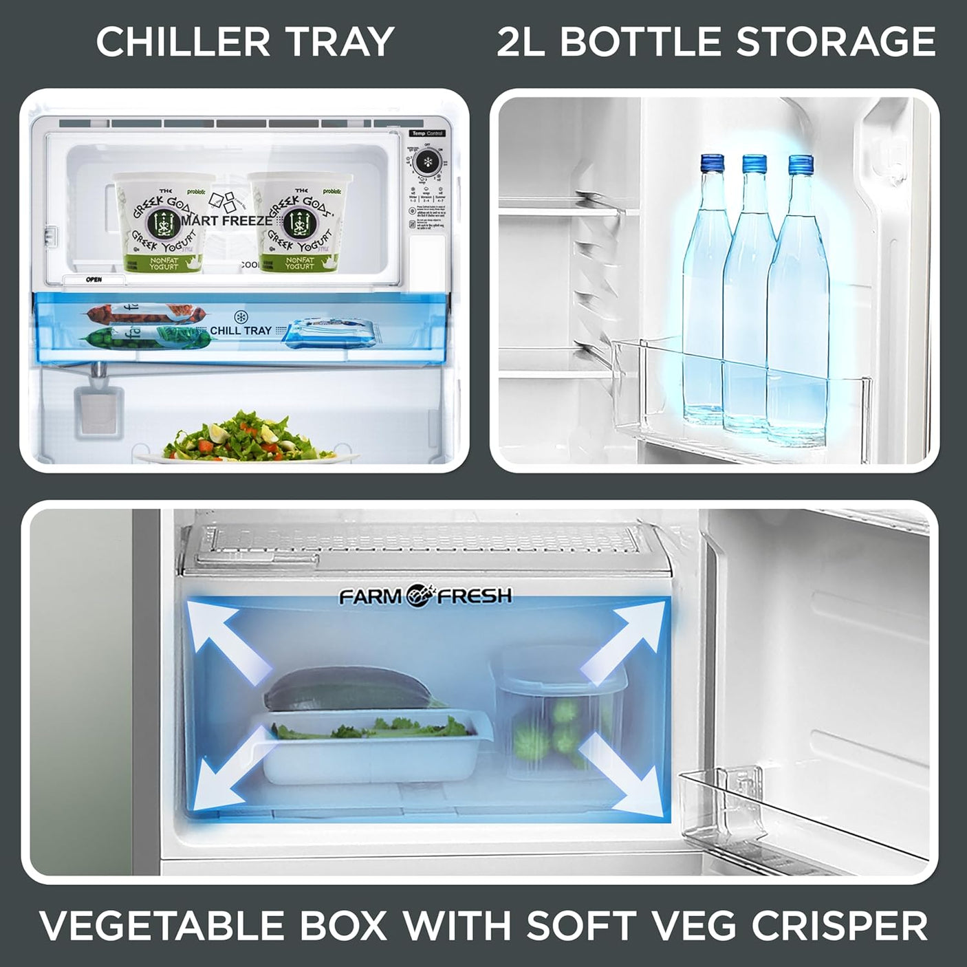 Midea 190 L 2 Star Direct Cool Refrigerator (MRD190D2HPBS, Silver, Hairline, 2025 Model)