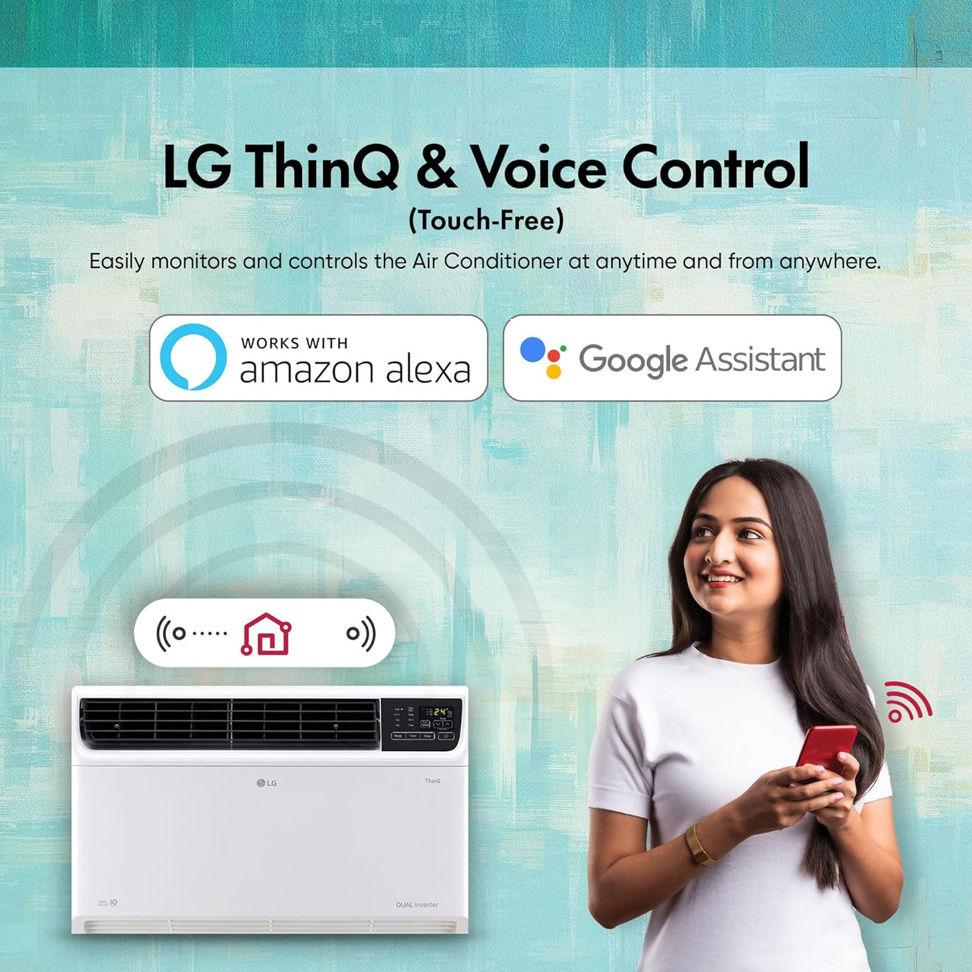 LG Convertible 4 in 1 Window 1.5 Ton 3 Star DUAL Inverter Smart AC  | Voice Control | 2024 Model | White (TW-Q18WWXA)