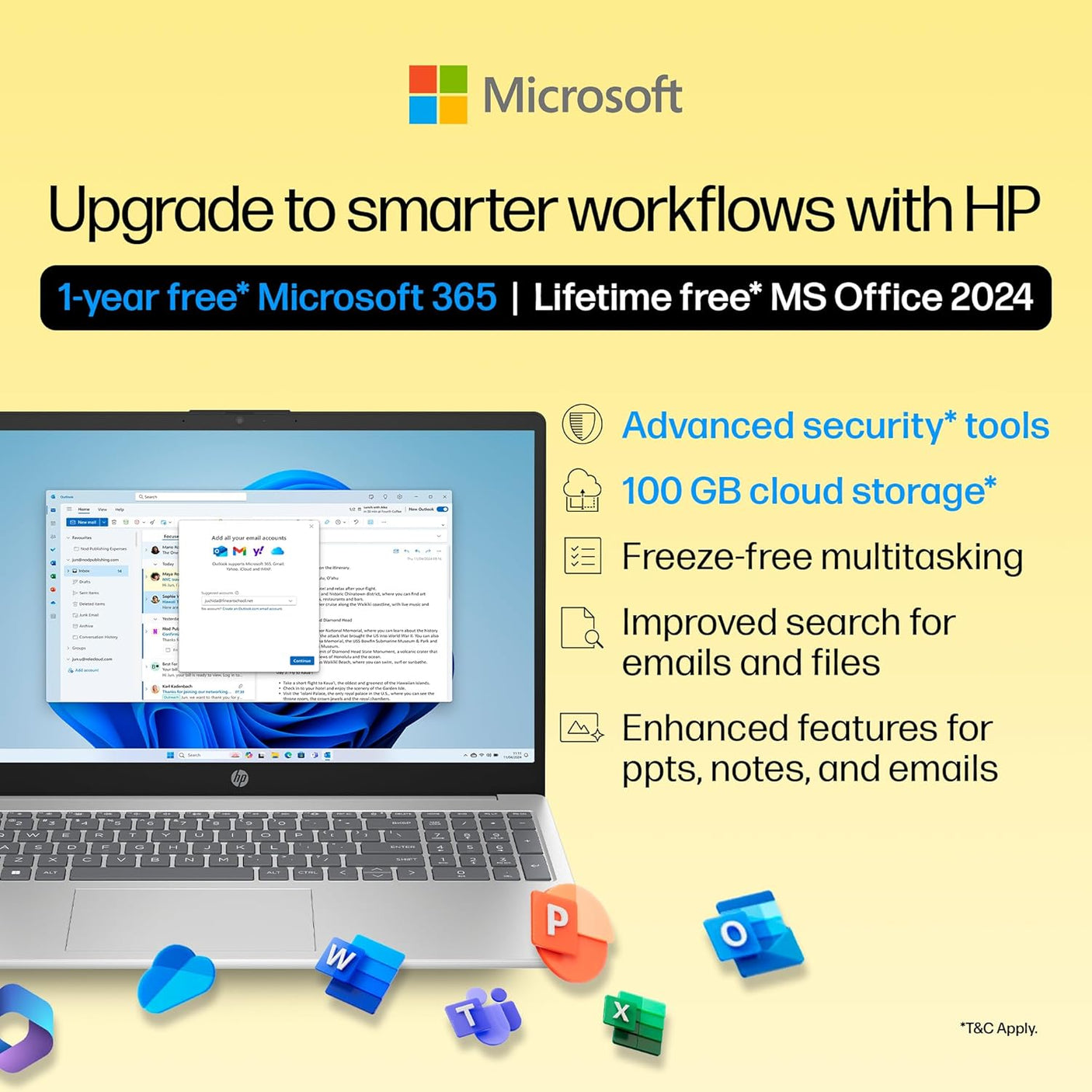 HP 15, AMD Ryzen 5 7430U (16GB DDR4, 512GB SSD) FHD, Anti-Glare, Micro-Edge,15.6''/39.6cm, Win11, M365 Basic(1yr)* Office24, Silver,1.59kg, FC0389AU, AMD Radeon, FHD Camera w/Shutter, Backlit Laptop