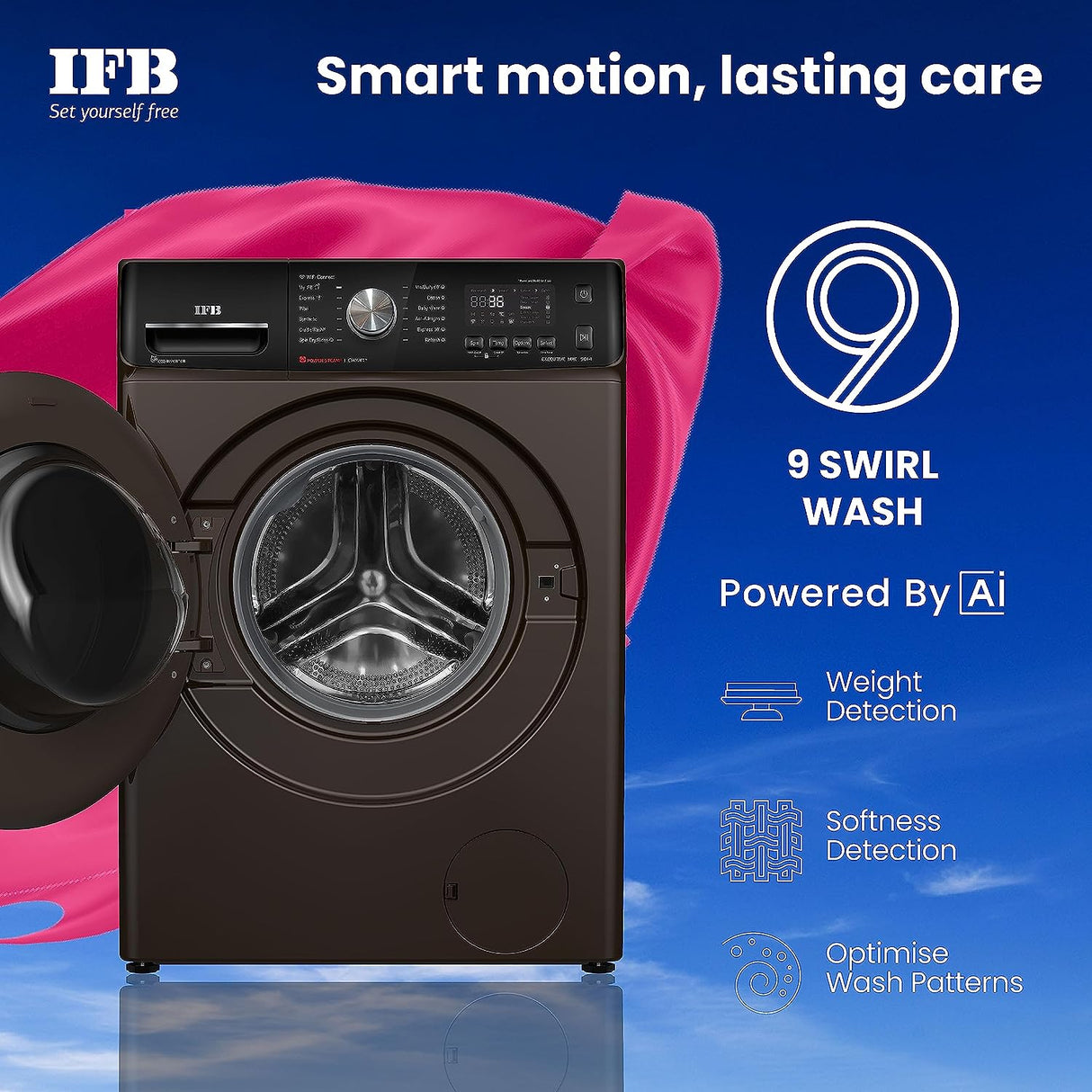 IFB 9 Kg 5 Star Eco Inverter Fully Automatic Front Load Washing Machine powered by AI | Wi-fi and Voice | 4 Years Warranty (Executive MXC 9014,)