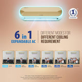 Lloyd Stellar 1.5 Ton 5 Star Wi-Fi Inverter Split AC (6 in 1 Expandable, Mood Lighting, In-Built Air Purifier, Direct Voice Command, Copper, 2024 Model, White/Golden, GLS18V5FWGST