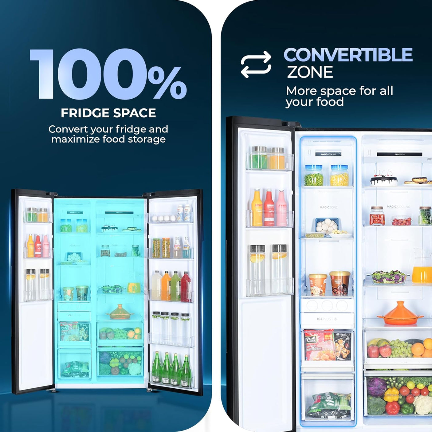 Haier 602 L, 3 Star, 100% Convertible Fridge Space, Expert Inverter, Frost Free Side by Side Refrigerator, (HRS-682KS, Black Steel)