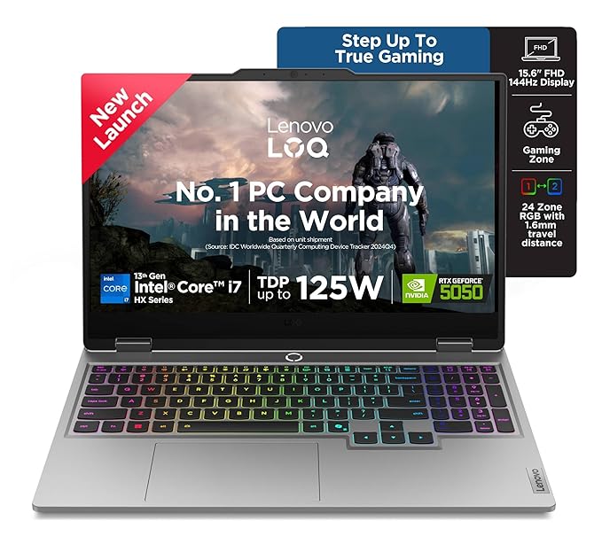 Lenovo LOQ 15IRX10 83JE019XIN Gaming Laptop | Intel Core i7-13650HX, RTX 5050 8GB, 16GB RAM, 1TB SSD, 144Hz