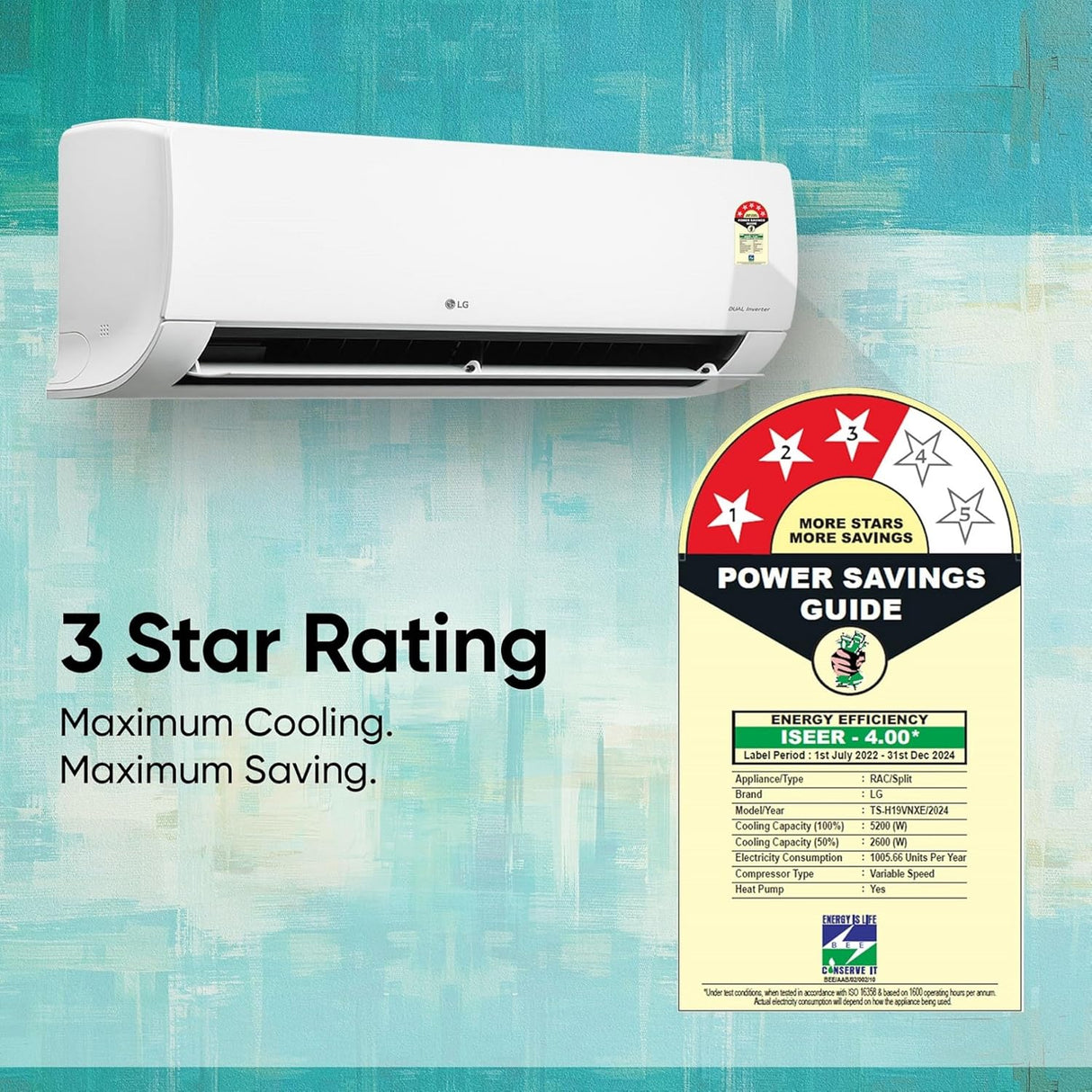LG 1.5 Ton 3 Star  Split AC with Hot and Cold, 5-in-1 Cooling, Gold Fin+, Dual inverter Compressor, 2025 Model (USNH19VNXE)