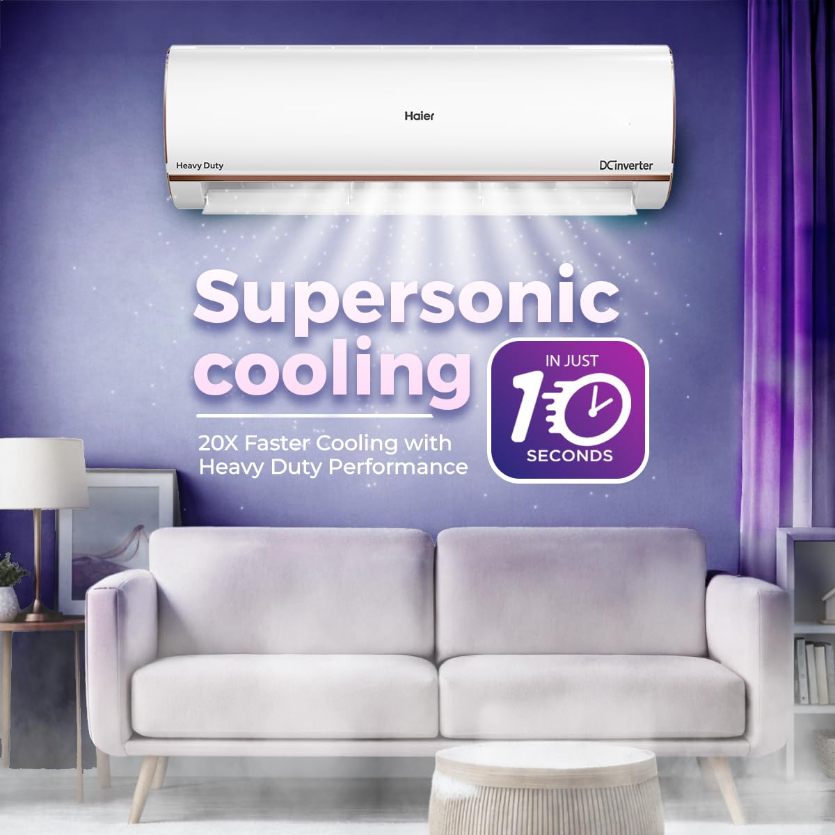 Haier 1.5 Ton 4 Star AI Climate Control Smart Split AC | Wi-Fi | Triple Inverter | 4-Way Swing | Frost Self Clean | HD Filter | Cools at 60°C | Model HSU18K-PYAIR4BN-INV