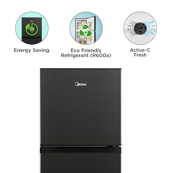 Midea 233 L 3 Star Frost Free Convertible, Double Door Refrigerator (MDRT359FGI28, Jazz Black)