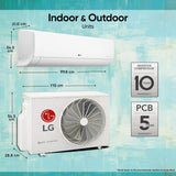 LG 1.5 Ton 3 Star  Split AC with Hot and Cold, 5-in-1 Cooling, Gold Fin+, Dual inverter Compressor, 2025 Model (USNH19VNXE)
