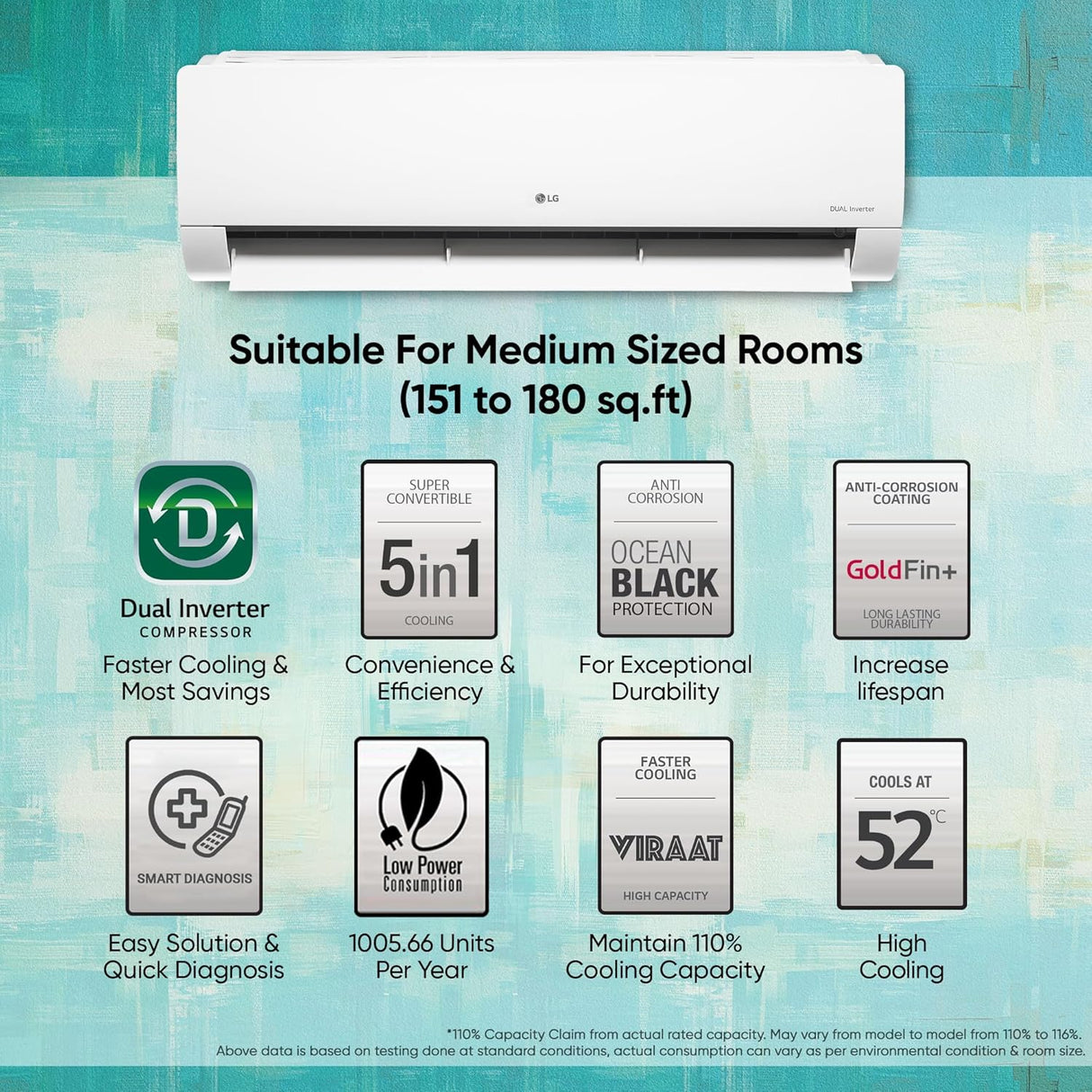 LG 1.5 Ton 3 Star  Split AC with Hot and Cold, 5-in-1 Cooling, Gold Fin+, Dual inverter Compressor, 2025 Model (USNH19VNXE)