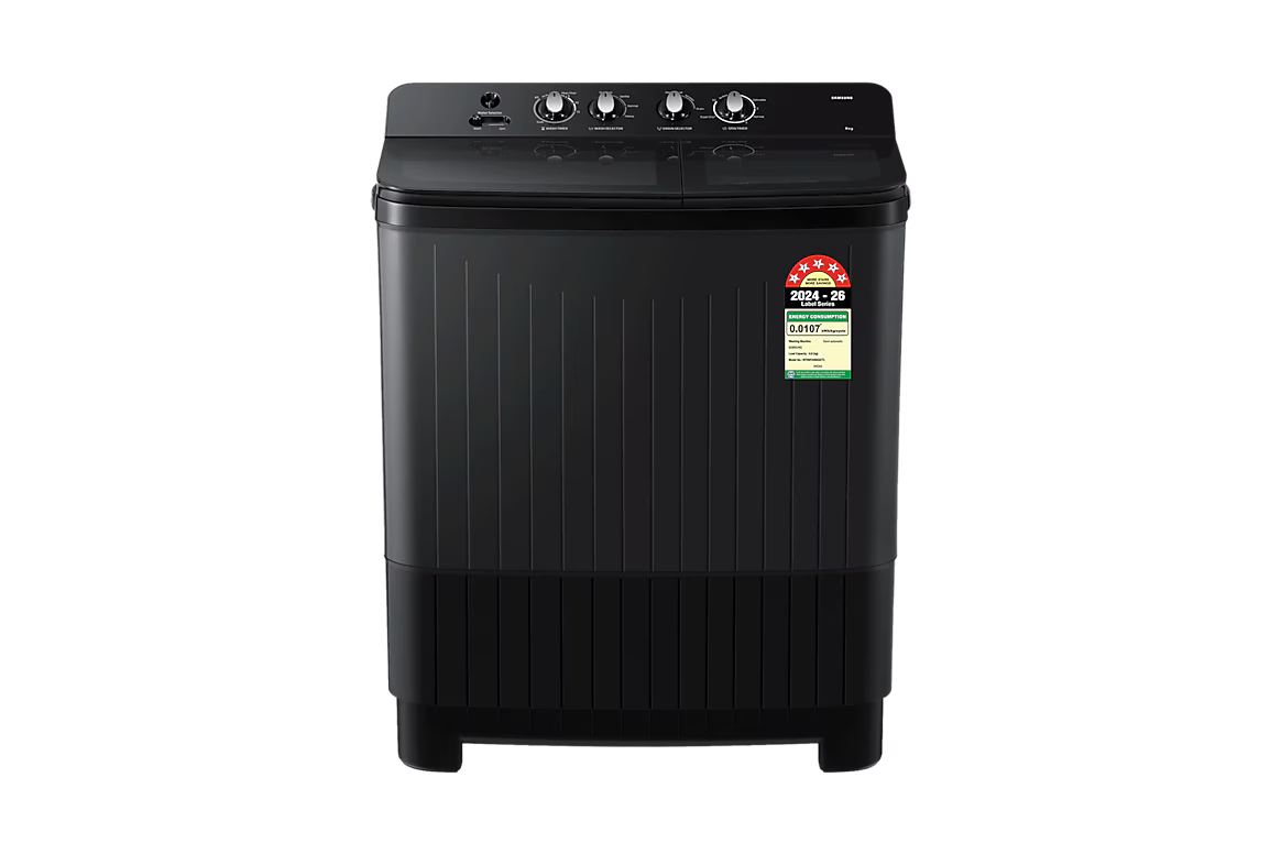 Samsung 8 Kg Semi-Automatic Top Load Washing Machine | Hexa Storm Pulsator, 1300 RPM, 5 Star, Dark Gray | WT80F4560GD