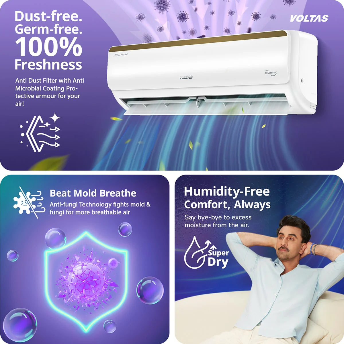 Voltas Vertis Elite Gold 1.5 Ton 5 Star Inverter Split Air Conditioner (Model: 185INV) | Energy Efficient Cooling | Turbo Mode | High Ambient Performance | Copper Condenser | Smart Inverter Technology | 2026 Model