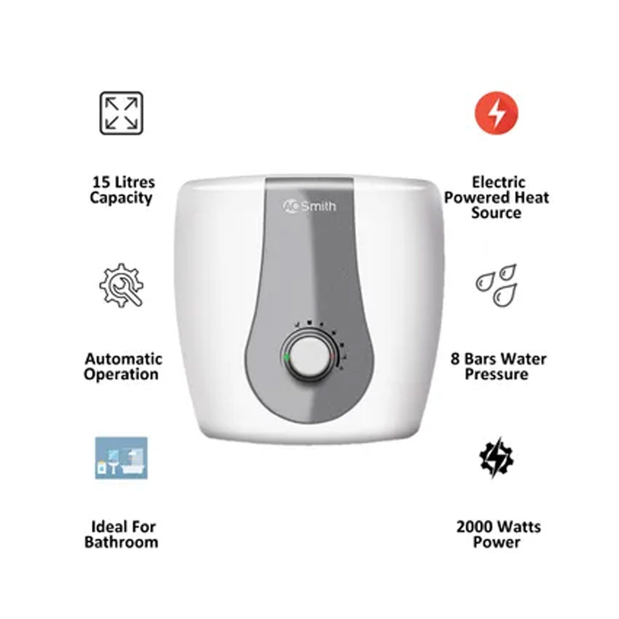 Upgrade to Excellence: AO Smith Finesse 15L Water Geyser – Your Best Water Heater Choice.