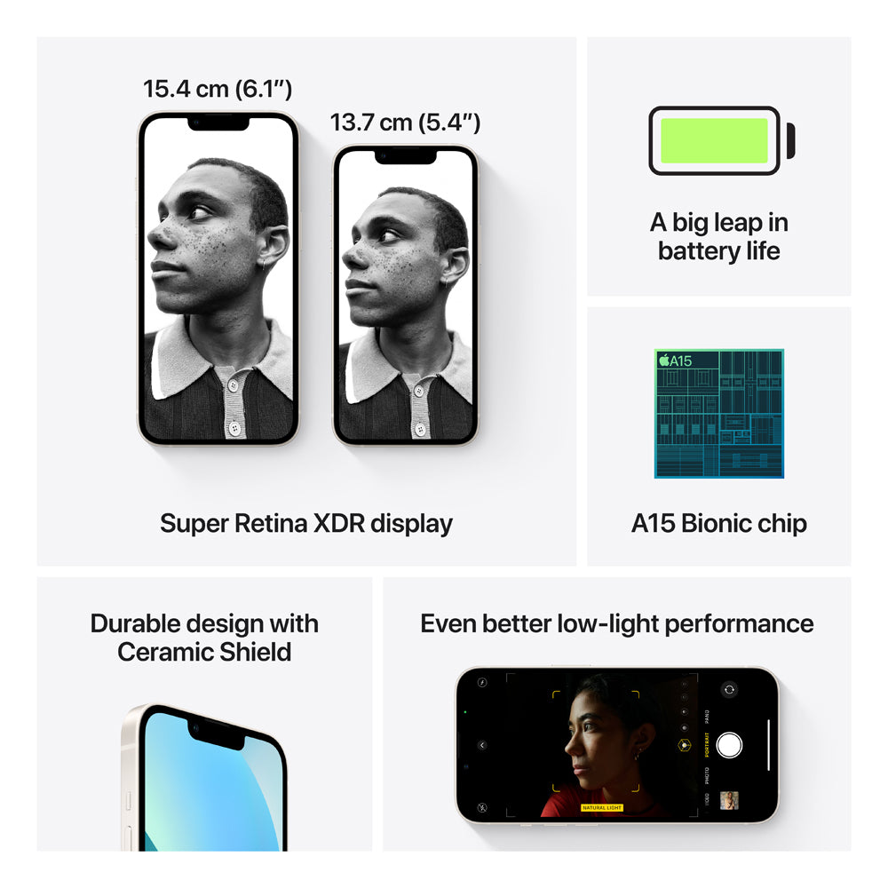 Apple iPhone 13 スターライト 128G Apple Starlight 128GB iPhone 13, Battery Capacity: 3227 Mah, 12 Mp